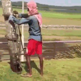 Nitko se nikad nije lakše popeo stablo, ovaj muškarac ima pravi alat za to!