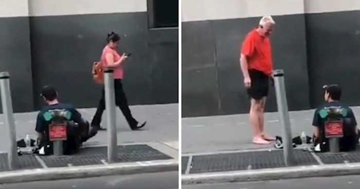 Stariji muškarac je stao ispred mlađeg beskućnika pa postao viralni hit zbog onoga što je učinio