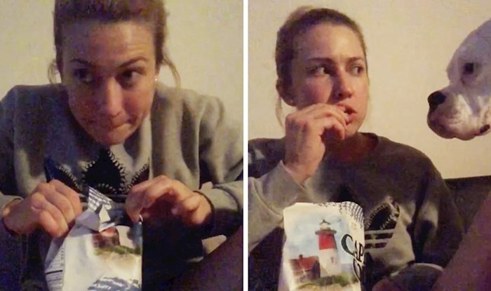 Žena je pokušala jesti grickalice dok pas spava, snimila je smiješan video i otkrila što se dogodilo