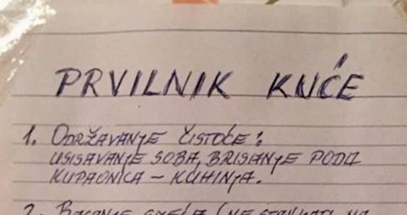 Čovjek je unajmio stan pa ostatku obitelji napisao 10 zapovijedi koje nitko ne smije skinuti sa zida
