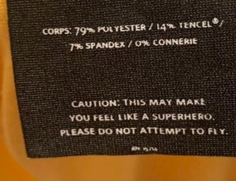 "Oprez: Može izazvati osjećaj da ste superheroj. Molimo nemojte pokušati letjeti."