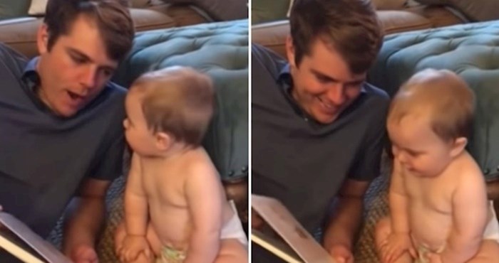 Tata je bebi čitao iz slikovnice, mama je snimala, a onda se dogodio čarobni trenutak