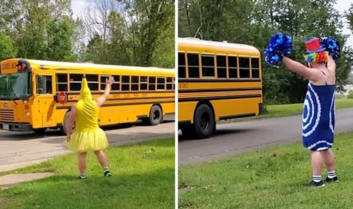 Odrasli muškarac svakog ponedjeljka maše djeci u školskom autobusu, postoji razlog zbog kojeg mu se smiju