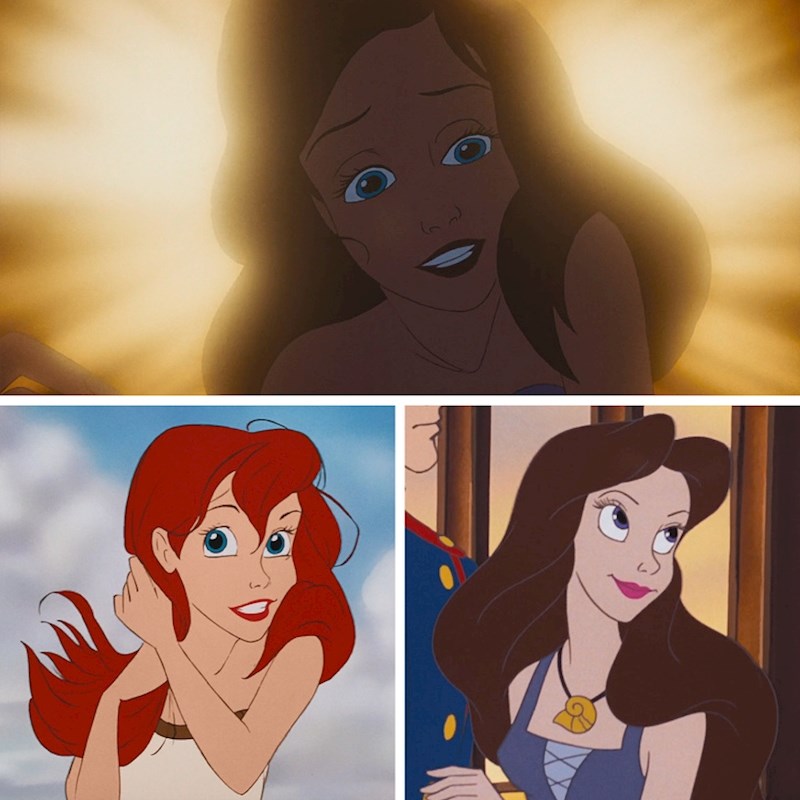 U "Maloj sireni", kada Ariel spasi Erica, zbog svjetlosti izgleda kao da ima tamnu kosu. Zbog toga Ursula bira takav izgled.