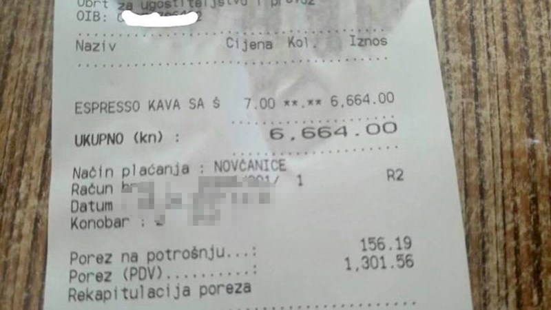 Evo što je pisalo na računu: