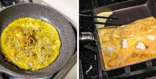 Japanci pripremaju omlet u posebnoj četvrtastoj tavi.