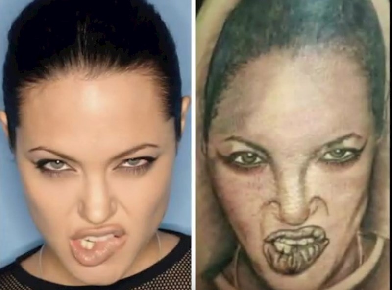 Angelini se ova tetovaža vjerojatno ne bi svidjela.