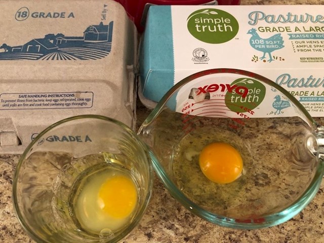 Zanimljiva usporedba jeftinih (lijevo) i skupih jaja (desno)