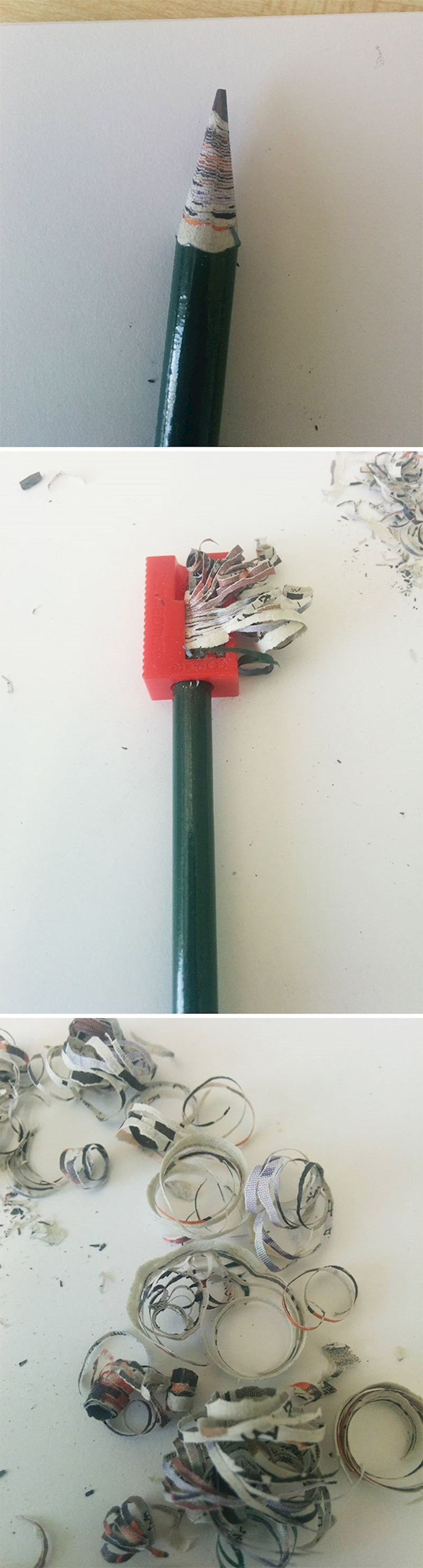 Ova olovka napravljena je od starih novina.