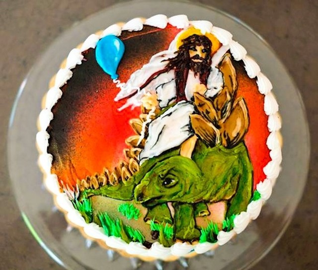 Mama je pitala sina kakvu rođendansku tortu želi. U šali joj je rekao "Tortu na kojoj Isus jaše dinosaura". Evo što je napravila.