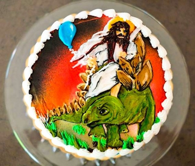 Mama je pitala sina kakvu rođendansku tortu želi. U šali joj je rekao "Tortu na kojoj Isus jaše dinosaura". Evo što je napravila.