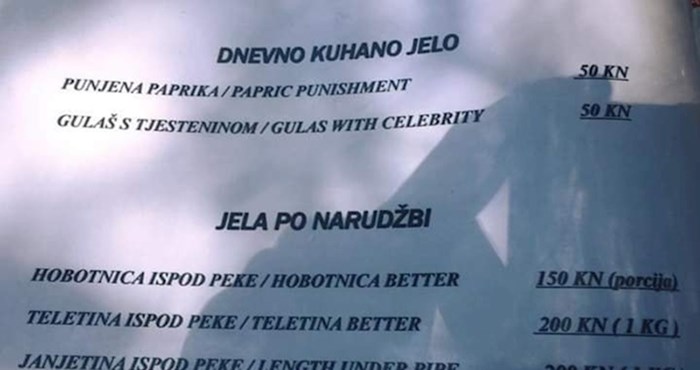 Restoran se osramotio jelovnikom kojeg bi i Google Translate bolje preveo