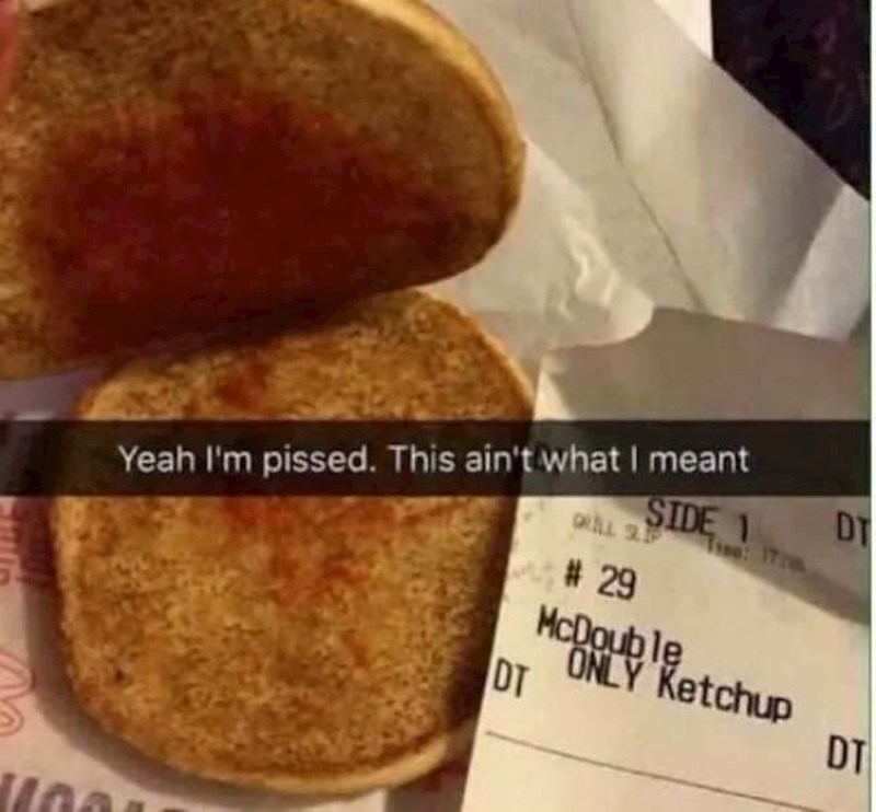 U svom hamburgeru je htio samo ketchup, nije htio ostale umake. Evo što je dobio.