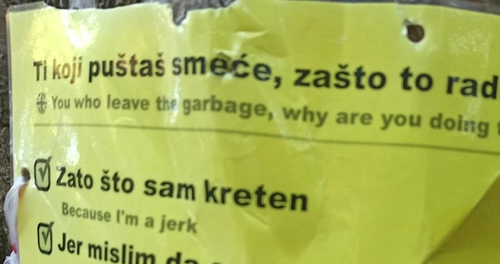 Netko se obratio čovjeku koji baca smeće po prirodi te ga pitao nešto važno