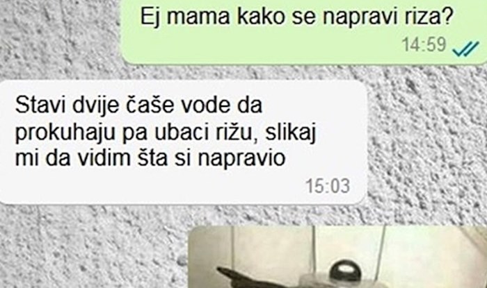 Mama je sinu dala upute kako skuhati rižu, on ju je šokirao fotkom koju je slikao u kuhinji