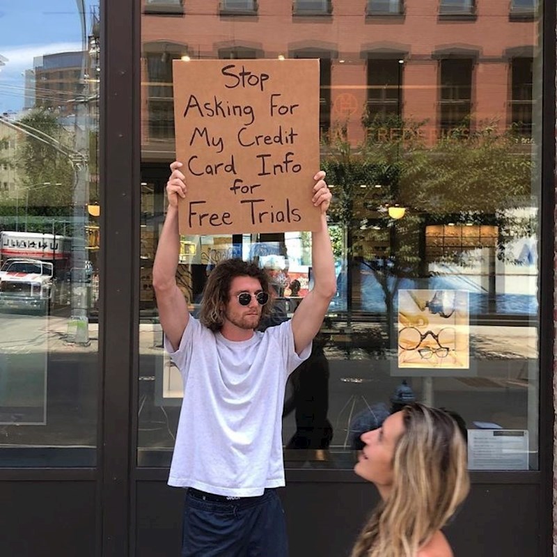 Prestanite tražite podatke od bankovne kartice za besplatne probe