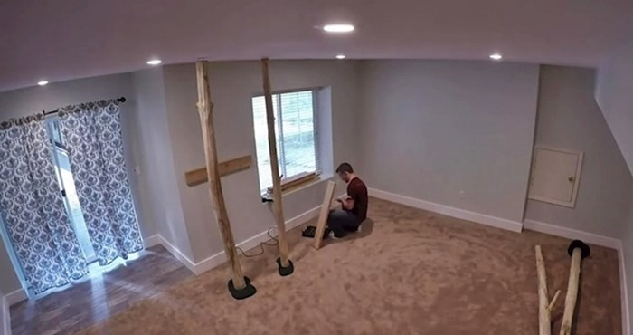 VIDEO Tata je sebi zadao neobičan zadatak: Snimio je kako je u sobi napravio fenomenalnu kuću na drvetu