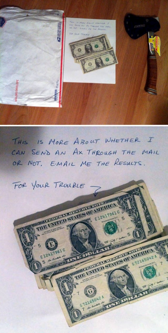 Tata je kćeri poslao čudan paketić s novcem: "Samo sam htio provjeriti mogu li poslati sjekiru poštom. Javi mi rezultat emailom."