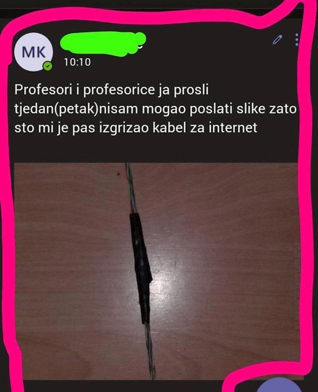 Učenik nisam napisao zadaću, profesorici je poslao sliku koja sve objašnjava profesorima i profesoricama je poslao fotku: