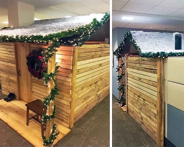 Radnik se previše uživio u Božić pa je svoj ured pretvorio u adventsku kućicu.
