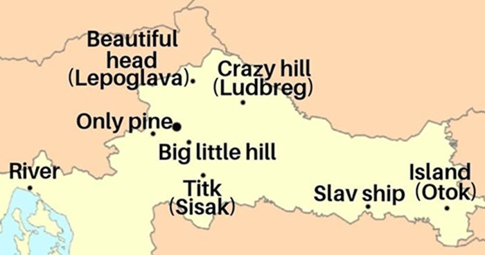 Smijat ćete se kad vidite kartu Hrvatske s doslovnim engleskim prijevodima imena gradova