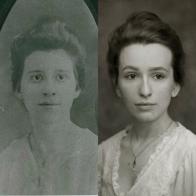 Rekreirala je prabakin portret iz 1918. godine.