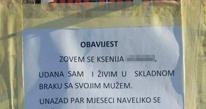 Žena je htjela sve razjasniti pa je u gradu ostavila obavijest koja je začudila prolaznike