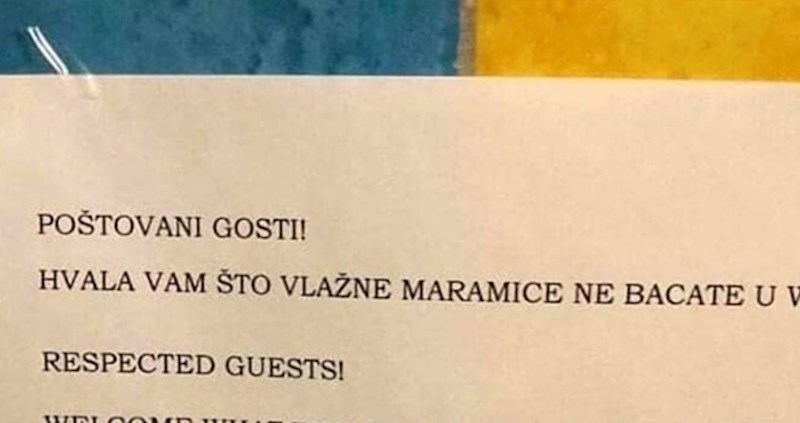 Gostima su napisali obavijest u WC-u, katastrofalni prijevod je strance totalno zbunio
