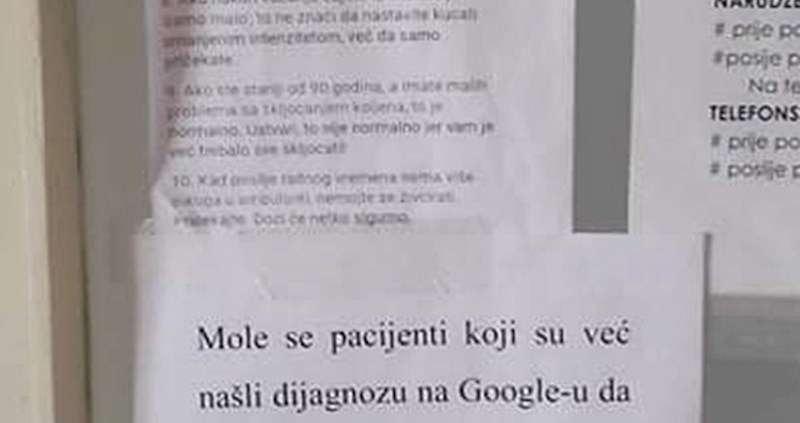 Doktorica je ostavila poruku svim pacijentima koje se vole liječiti pomoću Googlea