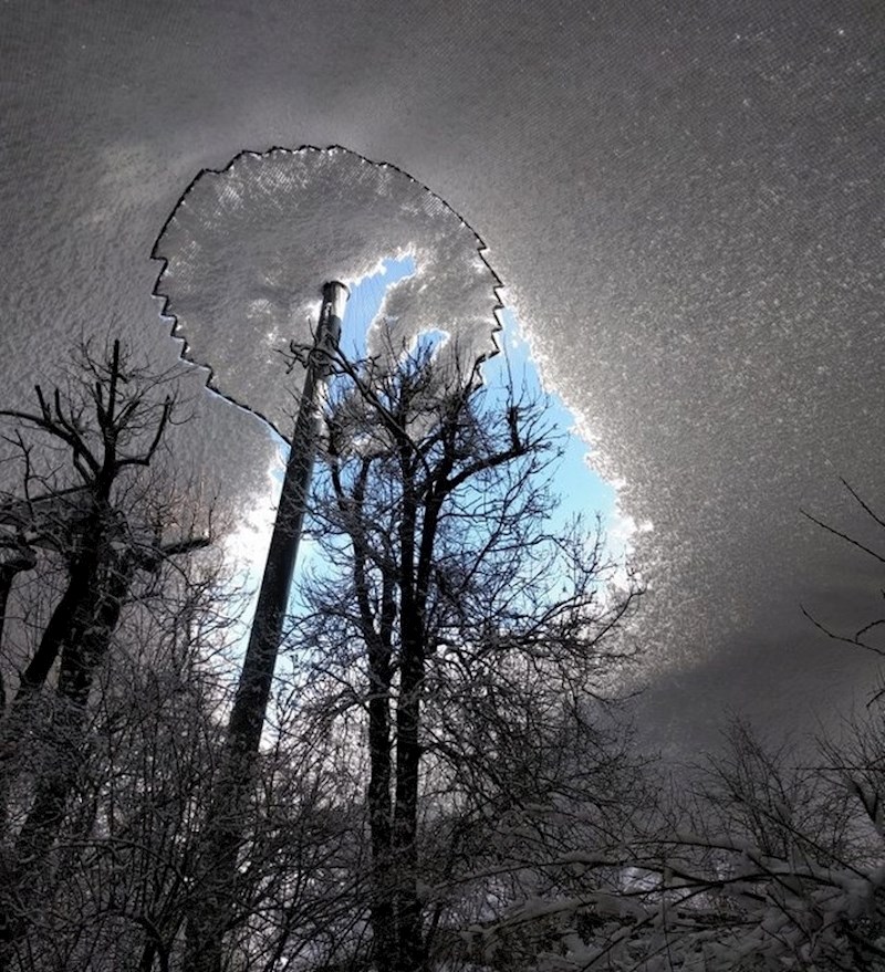 Ovako izgleda kada u zoološkom vrtu snijeg prekrije mrežu koja štiti prostor predviđen za ptice.