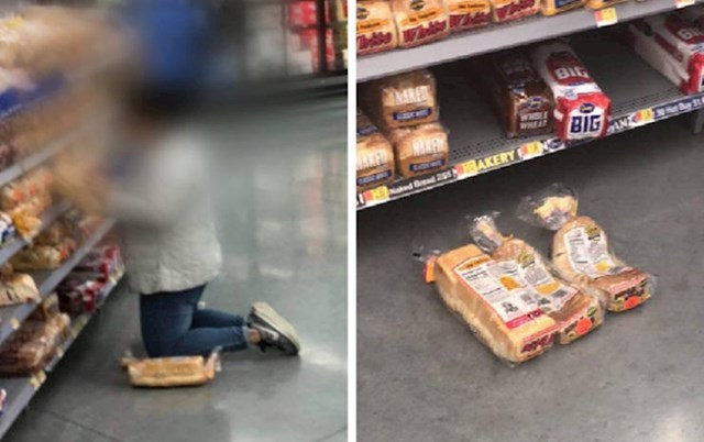 Ova žena je stavila tost na pod i klečala na njemu...