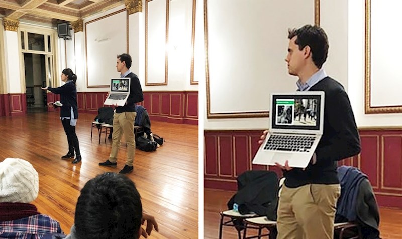 Nisu imali projektor s platnom pa su ovako morali održati prezentaciju.