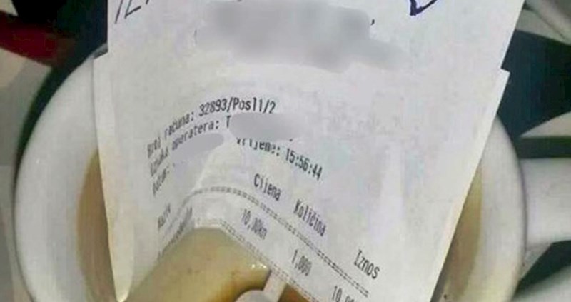 Konobarica je slikala što joj je napisao čovjek koji je popio kavu i jednostavno otišao