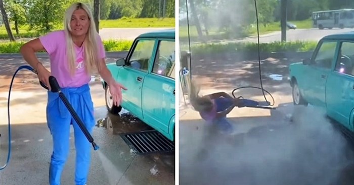 VIDEO Ruskinja je htjela sama oprati auto, prijateljica je snimila urnebesnu scenu