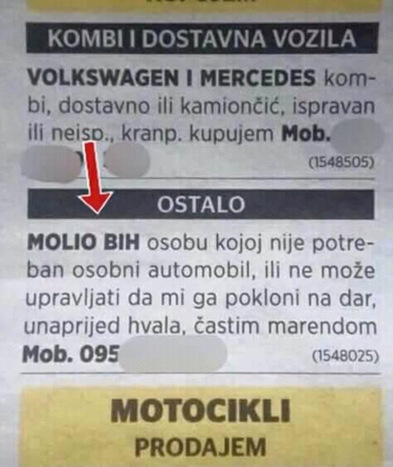 Evo što je napisao: