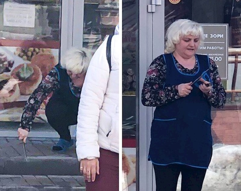 Pogledajte kako ona oštri nož!