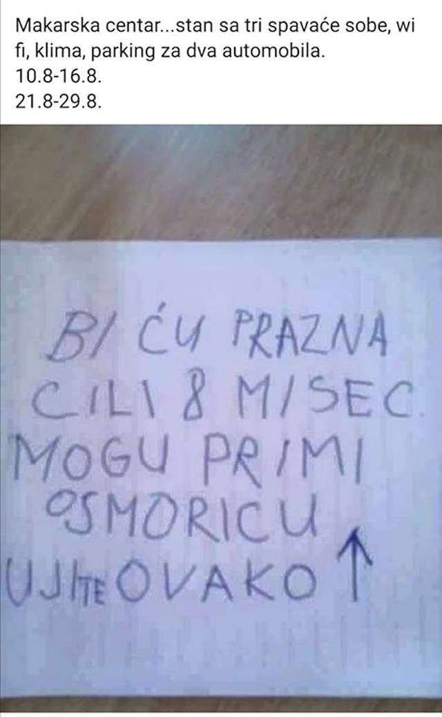 Evo što je pisalo:
