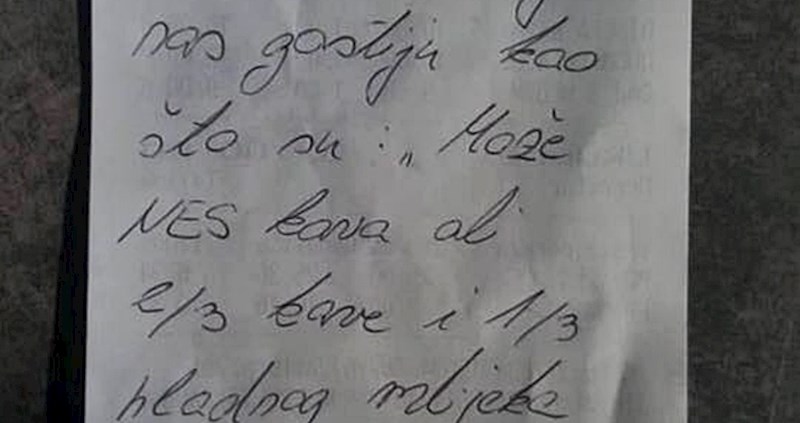 Konobara je na stolu dočekala poruka gosta koju neće tako lako zaboraviti
