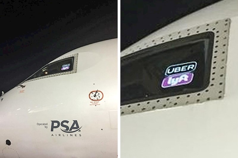 Pilot je na prozoru kokpita zalijepio Uber naljepnicu. Želite li se malo provozati?