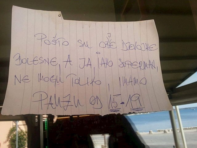 Konobar je sebi uzeo pauzu od 4 sata, gosti se nisu ljutili kad su vidjeli što je napisao evo što je napisao: