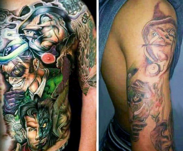 Htio je tetovažu istu kao na lijevoj slici, no onda je shvatio da mu tattoo majstor nije pretjerano talentiran.