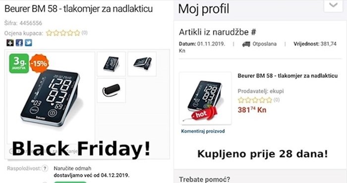 Black Friday na hrvatski način: Kupac je otkrio koliko je tlakomjer koštao prije mjesec dana, a koliko na "popustu"