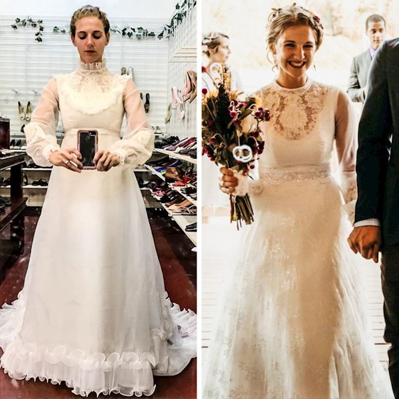 "Kupila sam vjenčanicu u second hand shopu za 150 kn. Nije vidjela ni zraku sunca od 1986. godine, cijelo vrijeme je bila spremljena u nečijem podrumu. Malo sam je promijenila, odlična je!"