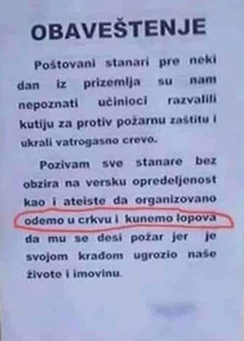 Evo što je pisalo na ulazu u zgradu... 😅