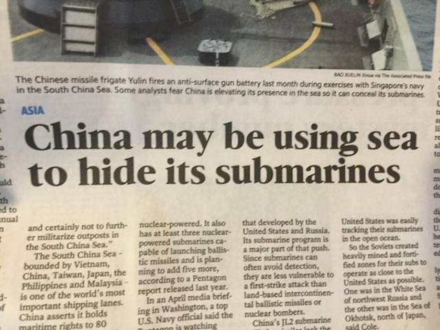 "Kina možda koristi more kako bi sakrila svoje podmornice"