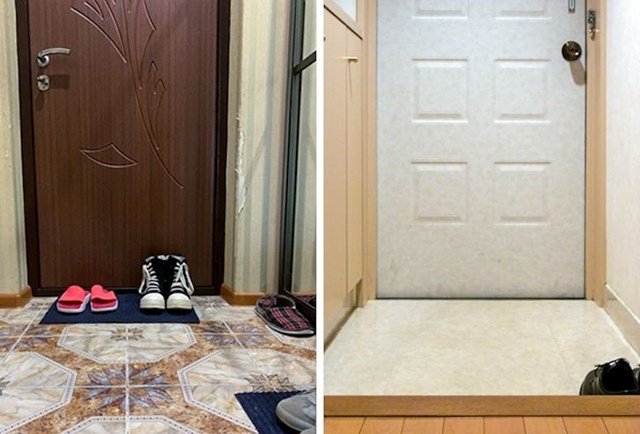Japanci imaju odvojene male hodnike (slika desno) u kojima obavezno ostavljaju obuću kako ne bi isprljali ostatak kuće / stana.