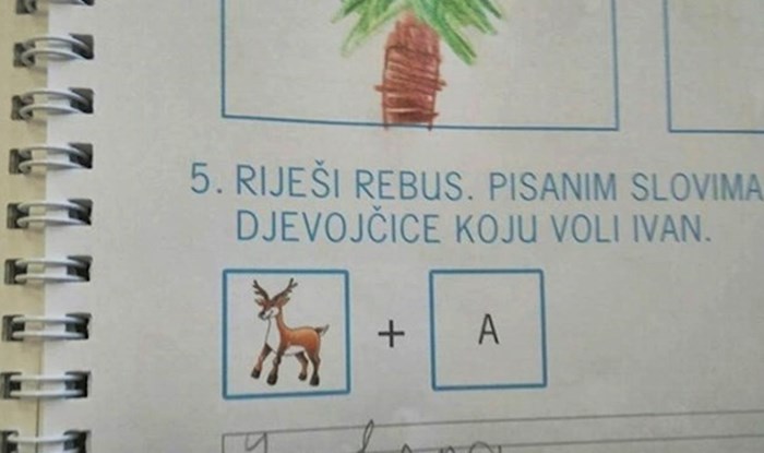Dijete je vježbalo pisana slova, ispod zadatka je napisalo rješenje koje je nasmijalo učiteljicu
