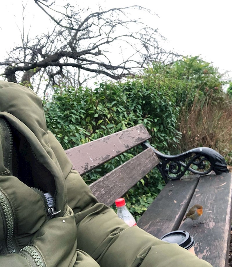 "Ovaj mališan i ja već 4 tjedna zajedno doručkujemo na ovoj klupi. Svaki put me dočeka i gleda kad ću mu baciti nešto."