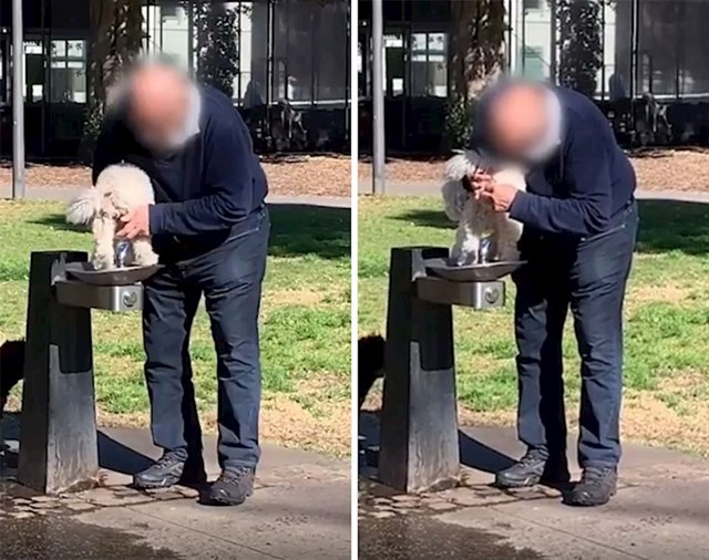 Ovaj stariji gospodin je svom psu čistio guzu na mjestu gdje ostali ljudi piju vodu.