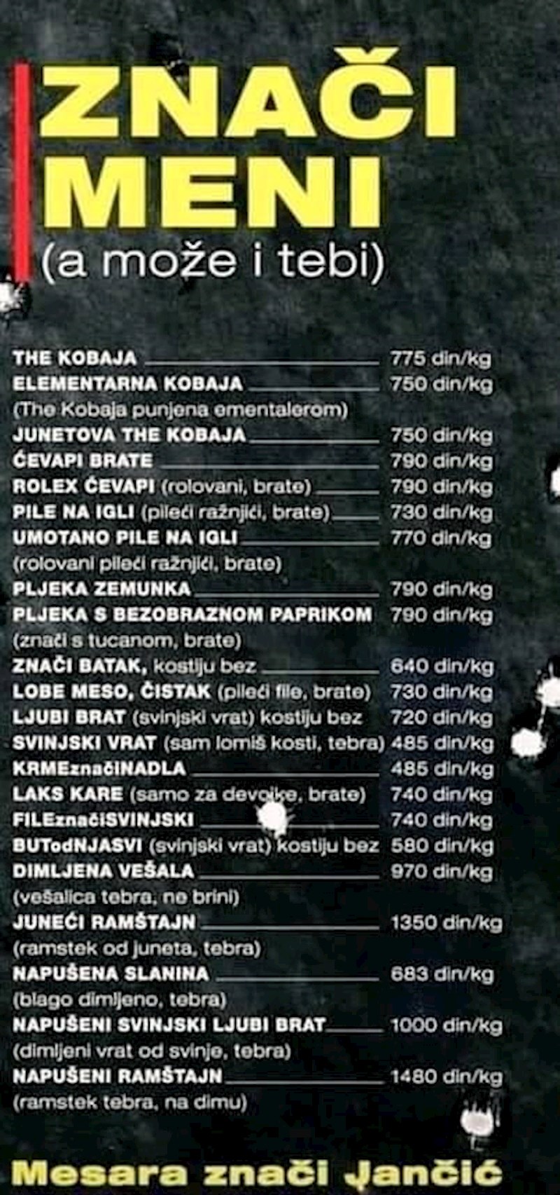 Pogledajte kako je izgledao njihov cjenik: